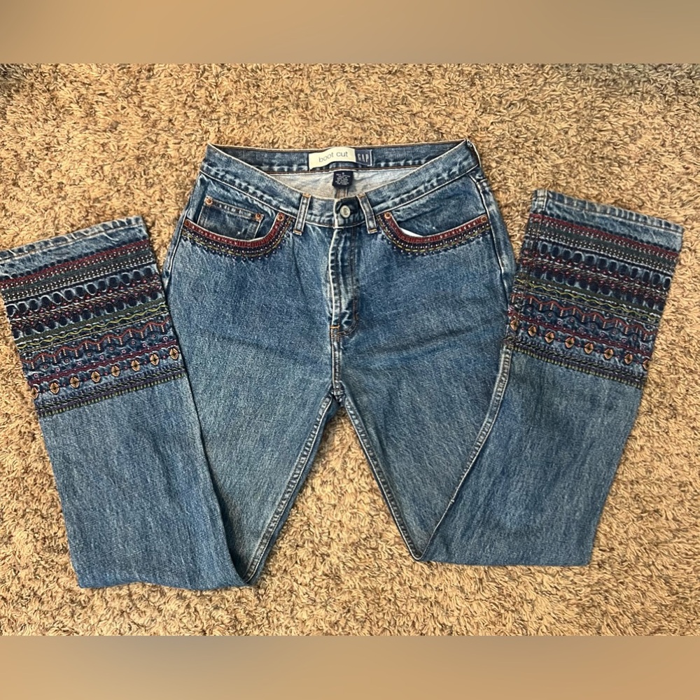 00’s Gap boot cut embroidered denim
